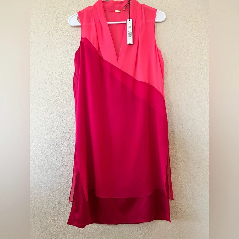 ELIE TAHARI DRESS PINK BRIA 100% SILK SLEEVELESS SIZE 2 NWT - Picture 2 of 10